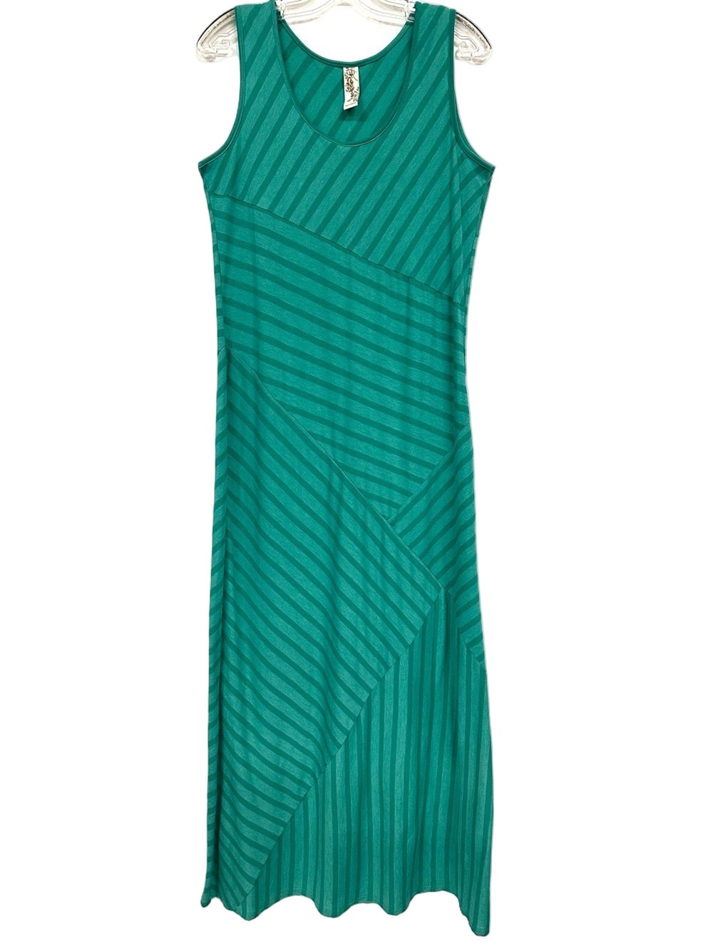Aventura Green Maxi Dress Diagonal Jersey Tank Large Summer Casual Boho
